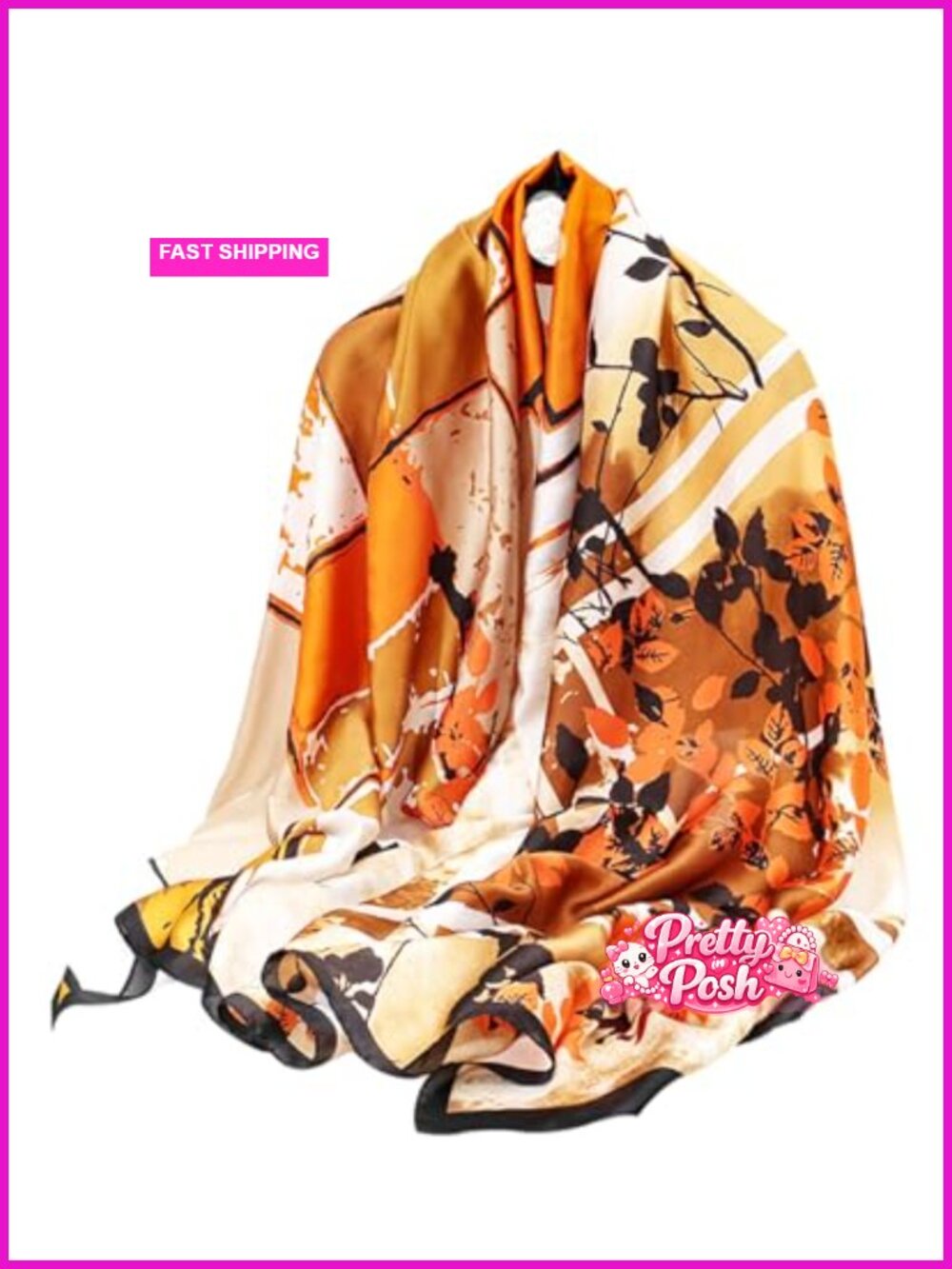 Simulated Silk Floral Shawl Scarf Lightweight Wrap for Formal Evening